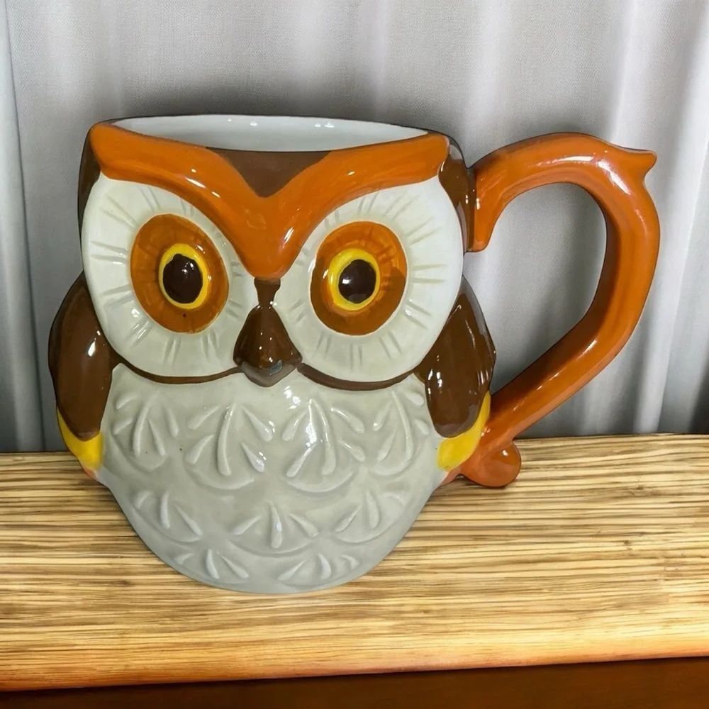 Owl Mug Vintage Heritage Collection Glazed Ceramic Collectible 2 Cup Capacity